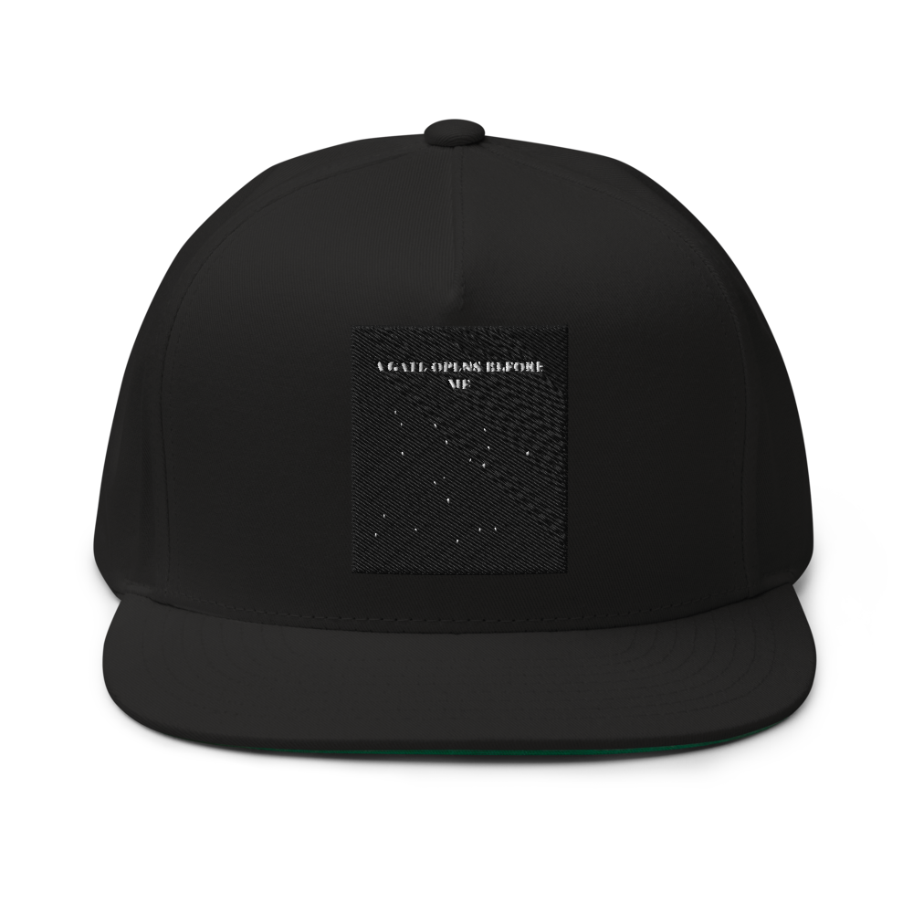 A Gate Opens Before Me — Flat Bill Cap | Yupoong 6007 · Black
